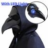 CAFELE Steampunk Plague Doctor Bird Mask with LED Light, Retro Long Nose Beak Cosplay Mask Halloween Masquerade Costume Props (Blue Led) view 2