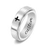 Fidget Rings for Anxiety for Women,Titanium Steel Mens Wedding Band Cross Fidget Spinner Ring Matching Promise Rings for Men in Silver view 1
