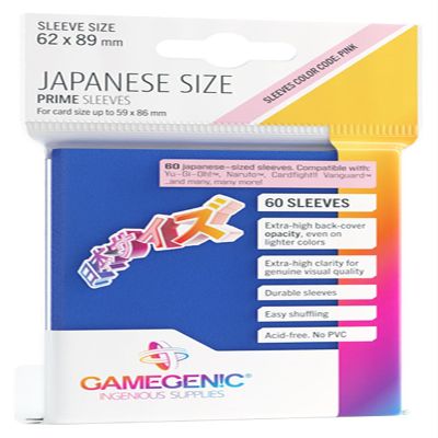 Asmodee Prime Japanese Size Card Sleeves | 60 Pack of 62 mm by 89 mm Card Sleeves | Premium Quality Card Game Holder | Use with TCG and LCG Games | Blue Color | Made by Gamegenic