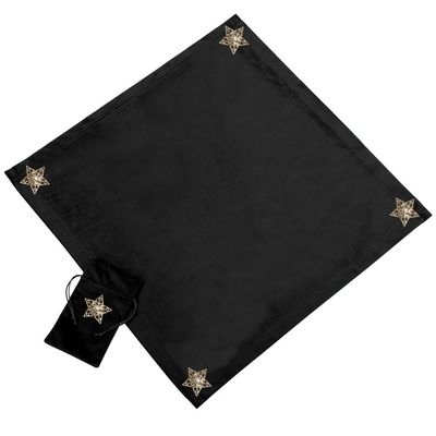 BLESSUME Altar Tarot Table Cloth Wicca Velvet Square Divination Tarot Cloth with Tarot Cards Bag Pouch (Black)