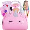Pretend Play Makeup Kit for Little Girls with Unicorn Purse: Fake (Not Real) Make up Toy Set for Toddlers and Kids - Includes Hair and Nails Accessories, Baby Girl Toys Princess Toddler Gift Set view 1