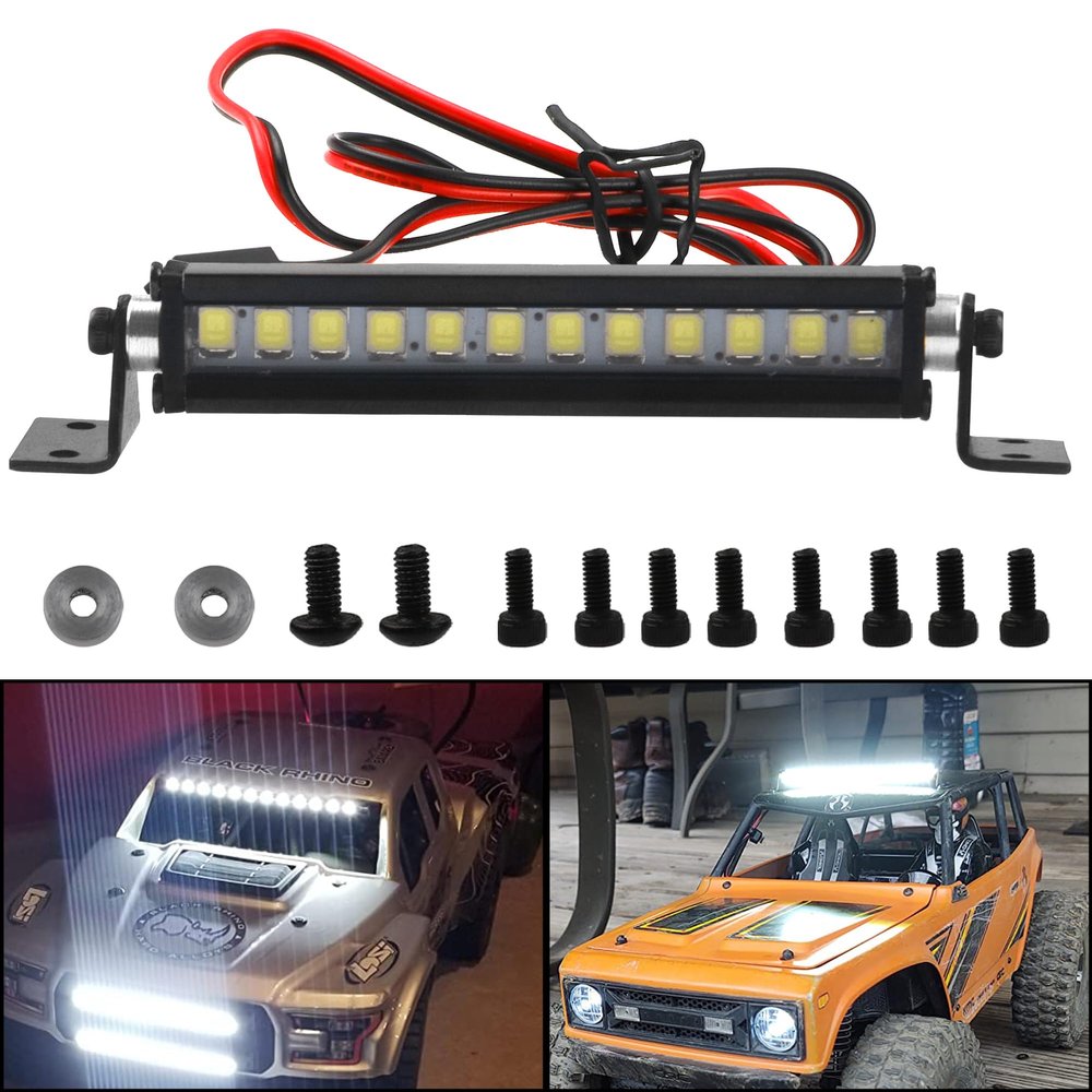 HIRCQOO RC Light Bar Roof LED Lamp Body Shell Roof Light Compatible with Traxxas TRX-4 TRX-6 Axial SCX10 II 90046 RC4WD D90 D110 1/10 RC Crawler Car Truck (12 LED)