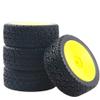 HIRCQOO RC 12mm Hex Hub Wheel Rims & Rubber Tires Compatible with HSP Tamiya HPI Kyosho 1/10 On-Road Touring Car WLtoys 1/14 144001 Traxxas 1/16 Slash RC 1/18 A959B Buggy (Yellow) view 2