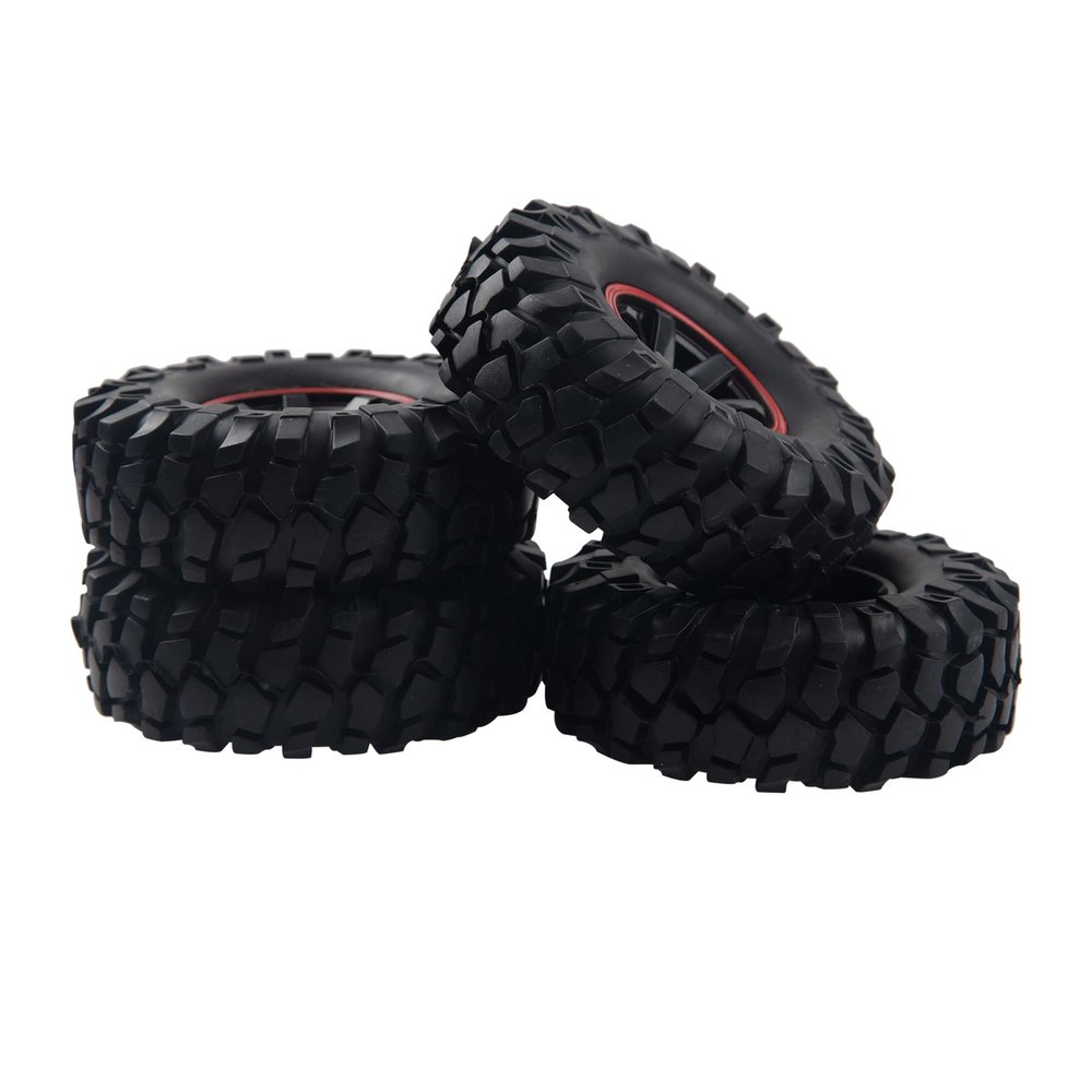 HIRCQOO 6-Spoke 1.9" Rubber Tires 108mm Wheels & 12mm Hex Hub Wheel Rims Compatible with 1/10 Axial D90 SCX10 CC01 TF2 RC Off-Road Climbing Crawler Car