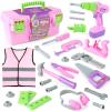 Kids Tool Set, Pink Toy Tool Set for Girls with Electric Drill, Hammer, Planer, Working Vest, with Storage Box, Construction Pretend STEM Toy Tool Kit for Toddlers Age 3 Years and Up view 1
