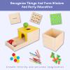 Adena Montessori 4 in 1 Wooden Play Kit Baby Toys,Object Permanence Box,Matchstick Color Drop Game,Carrot Harvest and Coin Box,Ball Drop Toy for Kid 1,2,3 Year Old,Girl Boy Gift for Baby 6-12 Month view 2
