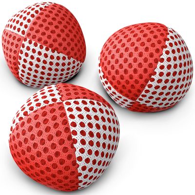 speevers Juggling Balls for Beginners and Professionals Set of 3, 14 Colors Available, 2 Layers of Net and Carry Case, Xballs Juggling Balls (Red - White, 3.2 oz)