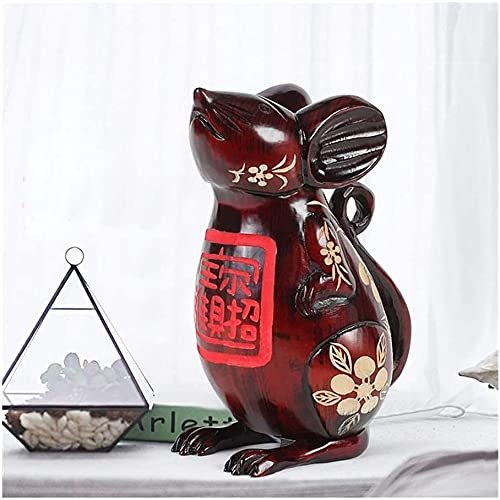 LSHAOBO Mouse Piggy Bank, Wood Carving Home Crafts Decoration, Birthday Gift, 19.5  14  25Cm