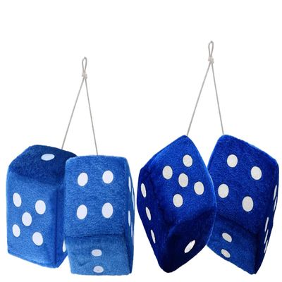 ZONETECH Blue 3" Square Hanging Dice for Vehicle by Zone Tech and Zone Tech Soft Fuzzy Decorative Blue Teal 3" Square Hanging Mirror Dice