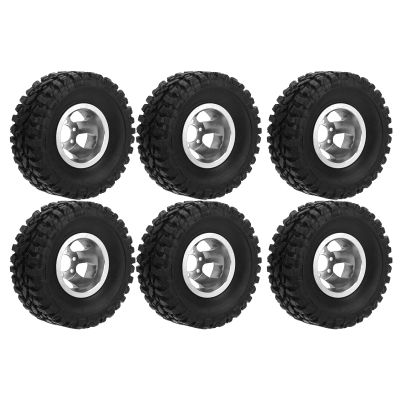 Rc Wheels and Tires, Rc Rubber Tires with Aluminum Alloy Wheel Hub Replacement for C14 C24 C34 C44 B14 B24 B16 B36 Rc Car Model(Silver) Car Model Accessory