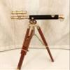 Double Barrel Brass Telescope with Brown Wooden Tripod Adjustable Marine Nautical Working Telescope Spyglass Table Top Telescope Gift Item view 2