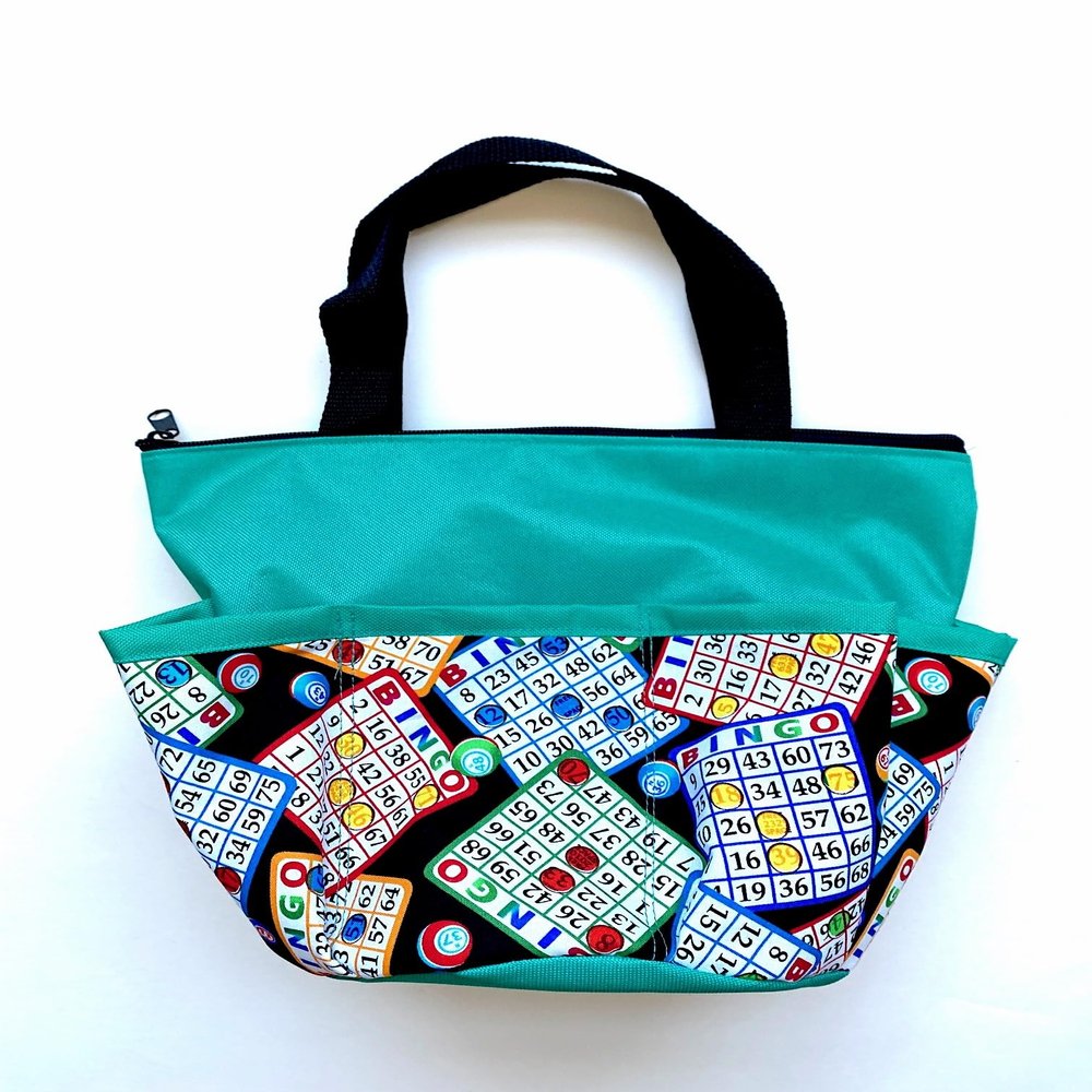 United Novelty 10 Pocket Lucky Four Leaf Clover Green Zipper Bingo Bag
