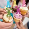 30 Pack Easter Rabbit Cupcake Toppers Glitter Colorful Bunny Cupcake Food Picks Happy Easter Themed Baby Shower Kids Birthday Party Cake Decorations Supplies view 4