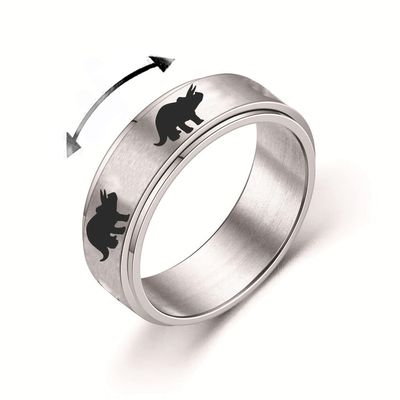 INENIMARTJ Dinosaur Fidget Rings for Women Men Stainless Steel Spinner Ring Dinosaur Anxiety Ring Jurassic Dinosaurs Anxiety Spinning Ring (B triceratops, 10)