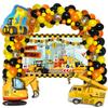 Construction Birthday Party Supplies with Dump Truck Digger Bulldozer Balloons Construction Background,Confetti Balloons,Yellow, Black, Orange Balloons for Kids Birthday Party view 1