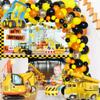 Construction Birthday Party Supplies with Dump Truck Digger Bulldozer Balloons Construction Background,Confetti Balloons,Yellow, Black, Orange Balloons for Kids Birthday Party view 4