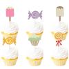 18pcs Glitter Candyland Sweet Dessert Cupcake Topper Lollipop Candy Theme Decor Supplies Baby Shower Boys Girls Happy Birthday Party Decorations view 1