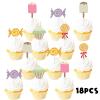 18pcs Glitter Candyland Sweet Dessert Cupcake Topper Lollipop Candy Theme Decor Supplies Baby Shower Boys Girls Happy Birthday Party Decorations view 3