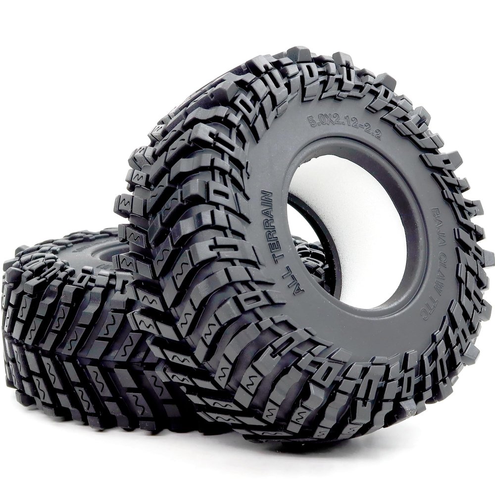 HOBBYSOUL 2pcs Soft Sticky 2.2 Crawler Tires 127mm / 5.0'' Tall Tyre For 1/10 RC Mud Truck SCX10 Capra Wraith Yeti TRX4 AMG 6x6 Gen8 Upgrades,HS700714-2