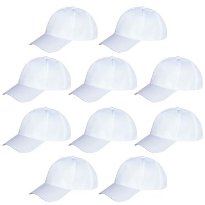 Yookat 10 Pieces Baseball Caps - White DIY Sun Hats for Kids