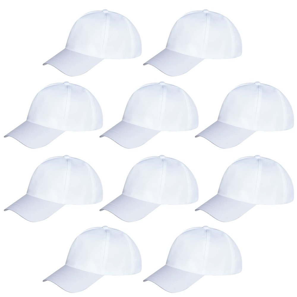 Yookat 10 Pieces Baseball Caps - White DIY Sun Hats for Kids