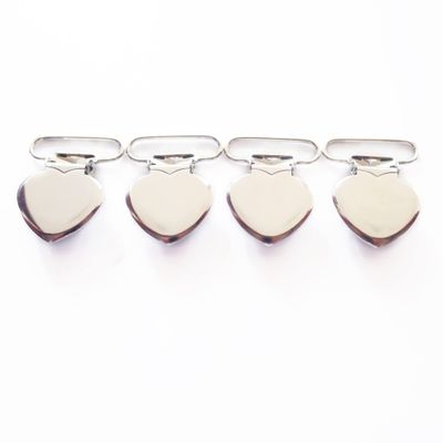 1" Metal Heart Pacifier Suspender Clips,Sutoyuen Pacifier Clips for Making DIY Craft Supplies Pacifier Holders Bib Soothie Clip Holder Silver (50pcs)