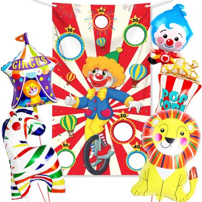Huge, Carnival Party Decorations Set - Carnival Toss Games Banner With Bean Bags | Carnival Theme Party Decorations | Circus Theme Party Decorations | Bean Bag Toss Game for Kids Carnival Decorations