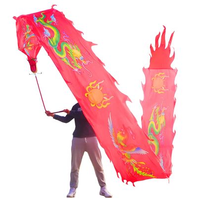 Aldult Elderly Dragon Dance Ribbon, Silk Flowy Spinning Dance Poi, Extra Long Streamer for Spring Outing, Party Celebration (Color : Red, Size : 8m/26ft)