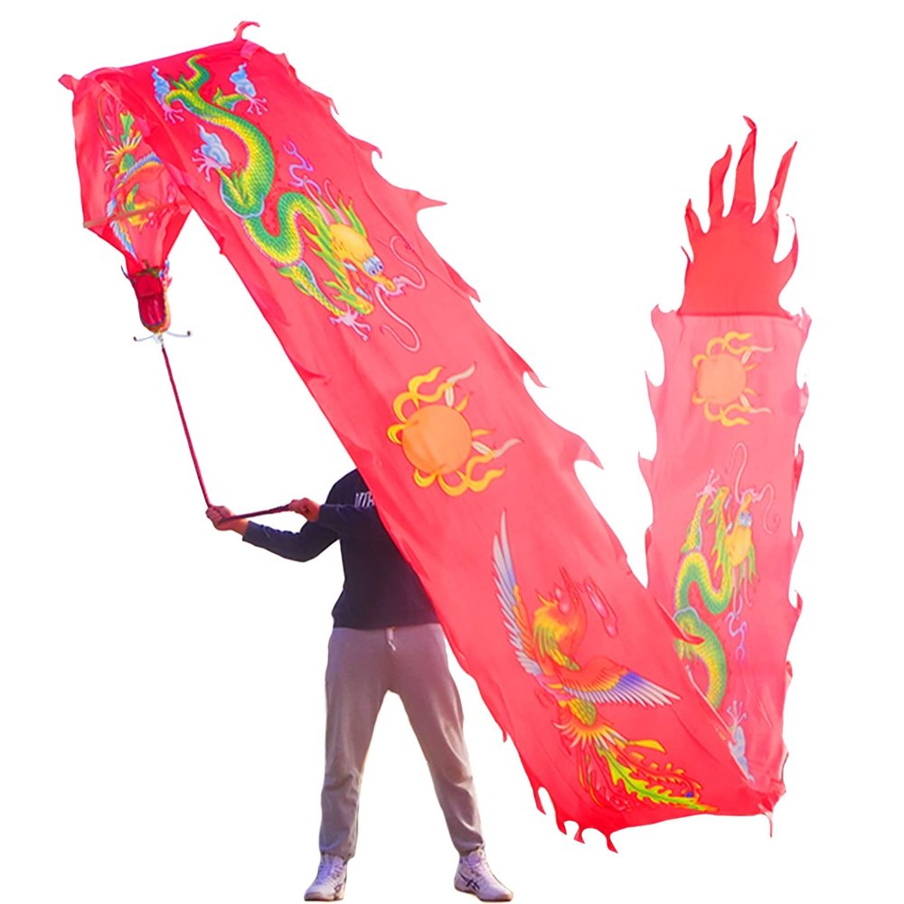 Aldult Elderly Dragon Dance Ribbon, Silk Flowy Spinning Dance Poi, Extra Long Streamer for Spring Outing, Party Celebration (Color : Red, Size : 10m/33ft)