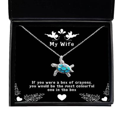 Sunmead Sarcastic Wife, If You were a Box of Crayons, You Would be The Most Colourful one in The, New Christmas Opal Turtle Necklace from Wife