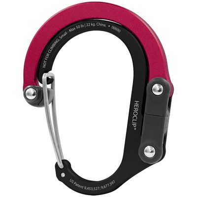 GEAR AID HEROCLIP Carabiner Clip and Hook (Small) for Purse, Stroller, and Backpack, Black & Red