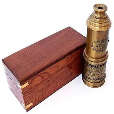 Telescope with Box Wood Brass Victorian New Antique Telescope Maritime Nautical Brass Spyglass Gift
