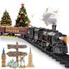 Electric Train Sets for Boys Girls Metal Alloy Christmas Trains Toys Steam Locomotive, Passenger Carriages, Tracks, Light & Sounds Rechargeable Birthday Gifts for Kids 3 4 5 6 7 8 + Years Old Red  view 1