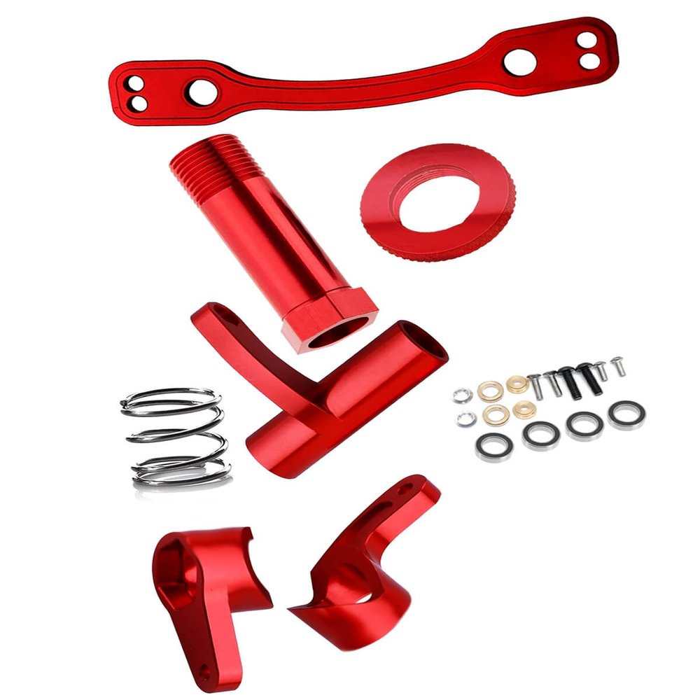 ARRCat Steering Bell Crank Set Upgrade Parts for 1/8 Typhon 6S BLX Kraton Mojave Outcast Felony Infraction Notorious 6S BLX,Aluminium Steering Rack Bell Servo Saver Hub Spring Hop-up (Red)