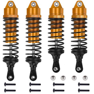 OGUNKE RC 4PCS Aluminum Front & Rear RC Shocks for 1/10 RC Truck Traxxas Slash 2WD/4x4 shocks Rustler 4X4 shocks Stampede 4X4 shocks Hoss 4X4 Replace 5862 (Gold)