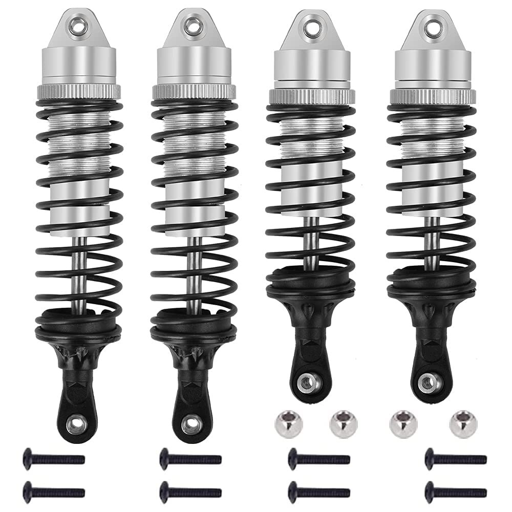 OGUNKE RC 4PCS Aluminum Front & Rear RC Shocks for 1/10 RC Truck Traxxas Slash 2WD/4x4 shocks Rustler 4X4 shocks Stampede 4X4 shocks Hoss 4X4 Replace 5862 (Silver)