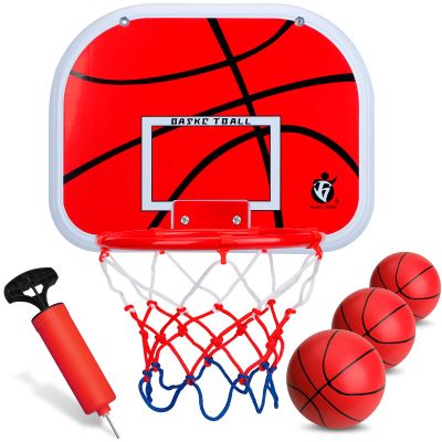 Mini Red Basketball Hoop Set, Over The Door Hoop with 3 Mini Red Ball for Kid Adult, Perfect for Bedroom Office Dorm Door Wall Indoor Basketball, ABS Backboard Metal Rim Goal Sport Party