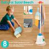 HELLOWOOD Kids Cleaning Set, 8 Pcs Wooden Housekeeping Play Set Includes Broom Mop Duster Dustpan Brushes Rag and Organizing Stand, Cleaning Toys Gift for Toddlers Girls Boys Age 3-6, Solid Beech Wood view 2