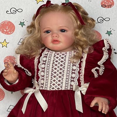 Pinky Reborn 28 inch Lovely Reborn Toddler Dolls Girl with Blond Hair Realistic Looking Silicone Weighted Body Baby Dolls for Children Age 3+