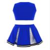 Oyolan Kids Girls 2 Pcs Cheerleading Halloween Costume Cheer Leader Uniform Outfit Crop Tops with Pleated Skirt Royal Blue B 14 Years view 2