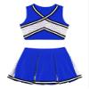 Oyolan Kids Girls 2 Pcs Cheerleading Halloween Costume Cheer Leader Uniform Outfit Crop Tops with Pleated Skirt Royal Blue B 14 Years view 3