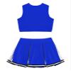 Oyolan Kids Girls 2 Pcs Cheerleading Halloween Costume Cheer Leader Uniform Outfit Crop Tops with Pleated Skirt Royal Blue B 14 Years view 4