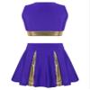 winying Kid Girls Cheerleading Cosplay Costume Cheer Leader Uniform Outfit Sleeveless Crop Top with Pleated Skirt Purple B 14 Years view 2