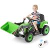 JOYLDIAS Ride On Excavator, 12V7AH Electric Car for Kids 3-8 W/2.4GHz Remote Control, Electric Construction Vehicle Bulldozer/Tractor for Kids Digger with 3 Speeds,Bluetooth,Music,Lights,Green view 1