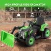JOYLDIAS Ride On Excavator, 12V7AH Electric Car for Kids 3-8 W/2.4GHz Remote Control, Electric Construction Vehicle Bulldozer/Tractor for Kids Digger with 3 Speeds,Bluetooth,Music,Lights,Green view 2
