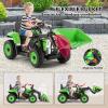 JOYLDIAS Ride On Excavator, 12V7AH Electric Car for Kids 3-8 W/2.4GHz Remote Control, Electric Construction Vehicle Bulldozer/Tractor for Kids Digger with 3 Speeds,Bluetooth,Music,Lights,Green view 4