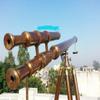 Antique Brass Double Barrel Telescope with Wooden Tripod Nautical Marine Telescope for Home Decor by Nautical Export India (Brown) view 3