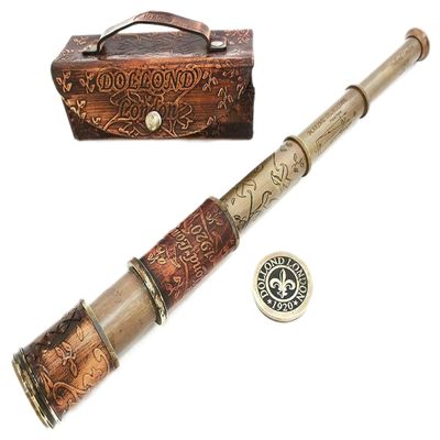 Antique Brass Telescope with Leather Box Case Nautical Marine Telescope, Maritime Telescope, Brass Leather Telescope Spyglass Antique Telescope for Home Decor by Nautical Export India