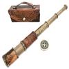 Antique Brass Telescope with Leather Box Case Nautical Marine Telescope, Maritime Telescope, Brass Leather Telescope Spyglass Antique Telescope for Home Decor by Nautical Export India view 1