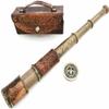 Antique Brass Telescope with Leather Box Case Nautical Marine Telescope, Maritime Telescope, Brass Leather Telescope Spyglass Antique Telescope for Home Decor by Nautical Export India view 2